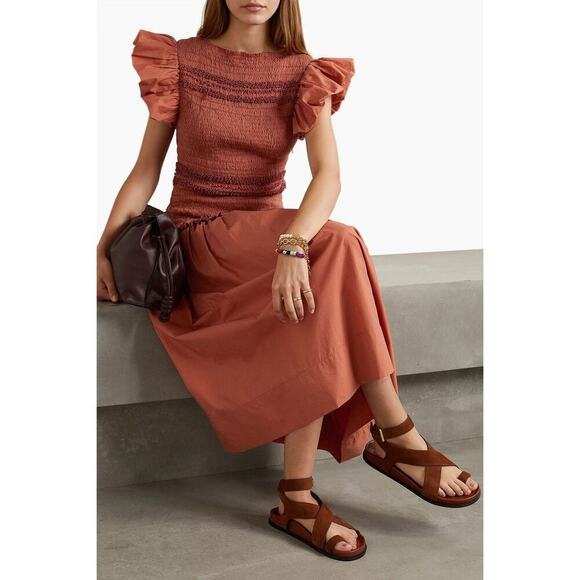Ulla Johnson Dresses & Skirts - Ulla Johnson Madeline Smocked Midi Dress Size 2 NWOT Clay